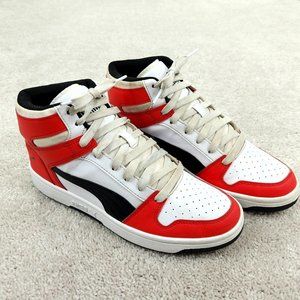 PUMA Rebound Layup High Top Sneaker Men's Size 8.5 Red White Lace Up Shoes